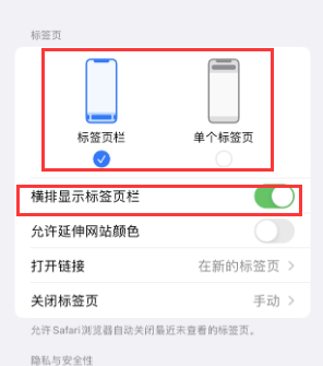 茄子河iPhone授权维修分享Safari浏览器如何切换标签栏位置 